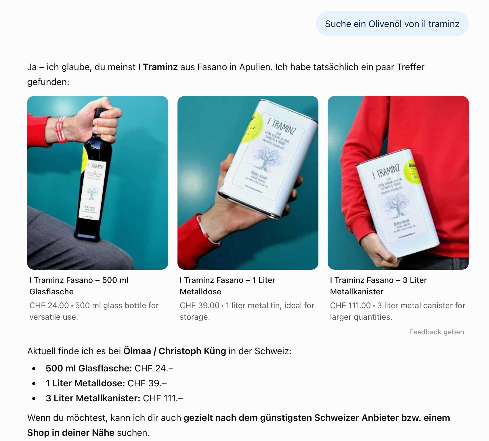 ChatGPT Produkte Feed